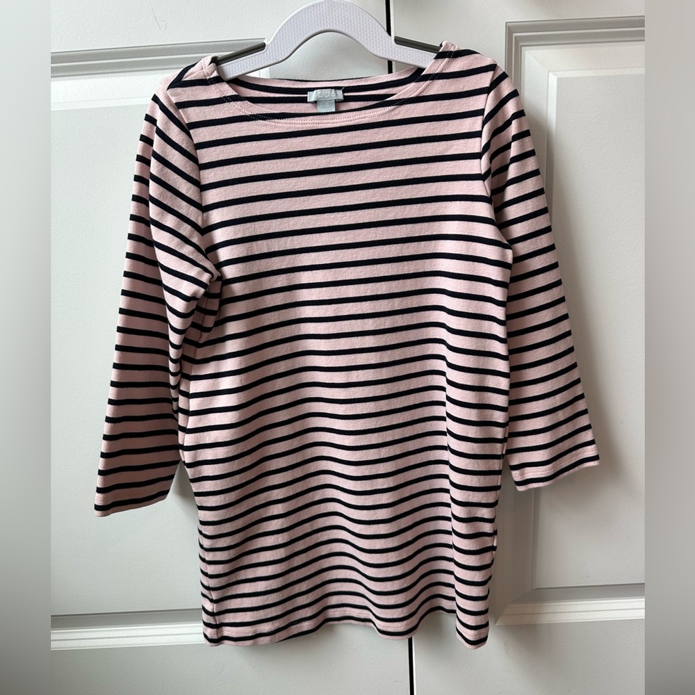 COS Girls Striped 3/4 Sleeve Tunic Dress Pockets in Pink and Black Size 6-8